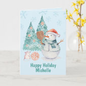 Pickleball Snowmen, Mince carte de Noël (Fleur jaune)