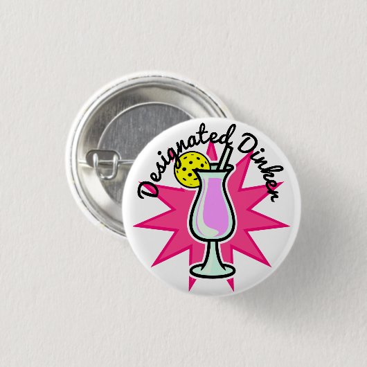 Pickleball Speciaal Dinker - Roze cocktail Ronde Button 3,2 Cm (Voorkant /achterkant)