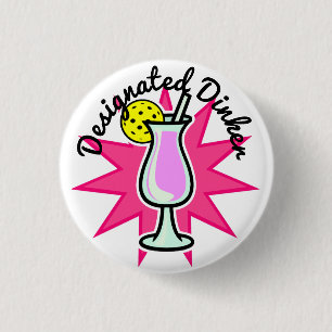 Pickleball Speciaal Dinker - Roze cocktail Ronde Button 3,2 Cm