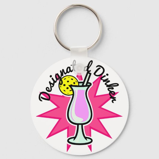 Pickleball Speciaal Dinker - Roze cocktail Sleutelhanger (Voorkant)