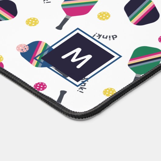 Pickleball Speciaal Monogram Blauw Groen Roze Bureaumat (Hoek)