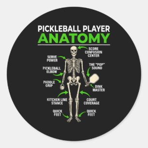 Pickleball-speler anatomie grappige dink pickle ba ronde sticker