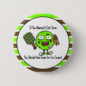 Pickleball speler Chocolade Zachte Serve Groen Gra Ronde Button 5,7 Cm (Voorkant)