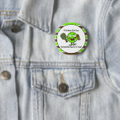 Pickleball speler Chocolade Zachte Serve Groen Gra Ronde Button 5,7 Cm (In situ)