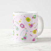 Pickleball Speler Gift voor Haar Roze Gepersonalis Extra Grote Beker (Voorkant rechts)