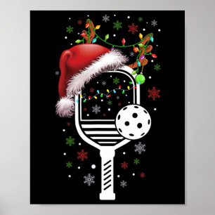 Pickleball Speler Kerstvakantie Rendier Xmas Poster