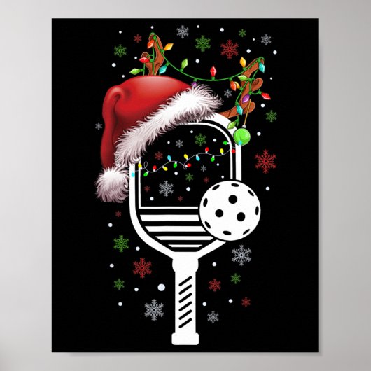 Pickleball Speler Kerstvakantie Rendier Xmas Poster (Voorkant)