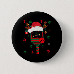Pickleball Speler Kerstvakantie Rendier Xmas Ronde Button 5,7 Cm