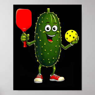 Pickleball-speler kunst grappige pickle bal poster