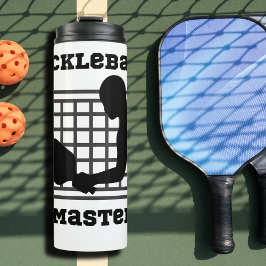 Pickleball speler meester winnaar aangepaste naam thermosbeker