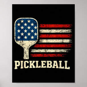 Pickleball-speler VS-vlag Amerikaanse paddleball-l Poster