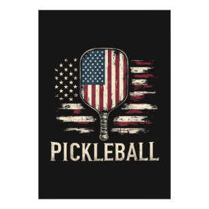 Pickleball Speler VS Vlag Retro Paddleball Foto Afdruk
