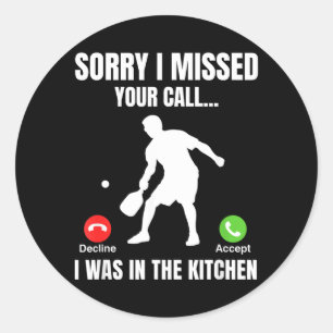 Pickleball-speler was in de keuken Grappig Ronde Sticker