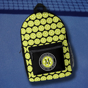 Pickleball Sporten Grappige Quote Naam Initiaal Zw Bedrukte Rugzak