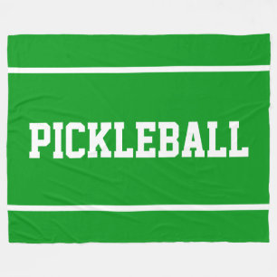 PICKLEBALL Sportieve witte strepen op helder groen Fleece Deken