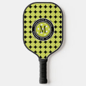 Pickleball Star Custom Quote Name Initiaal Black Paddle (Voorkant)