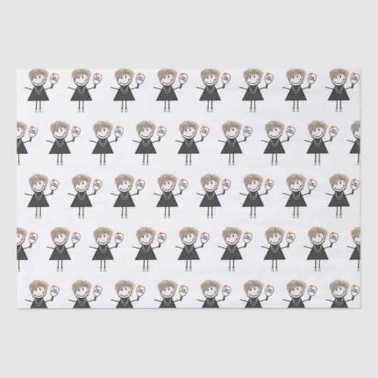 Pickleball Stick Figuur Girl Tissuepapier (Voorkant)