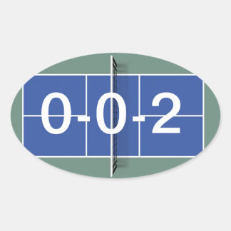 Pickleball Sticker "0-0-2" op Pickleball Court