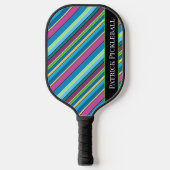 Pickleball Stripes Paarse Turquoise gepersonalisee Paddle (Voorkant)