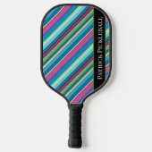 Pickleball Stripes Paarse Turquoise gepersonalisee Paddle (Achterkant)