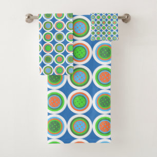 Pickleball Summer Polka Dot Orange Green Blue Ball