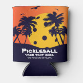 Pickleball Sun Palm Trees voegen aangepaste tekst  Blikjeskoeler (Voorkant)