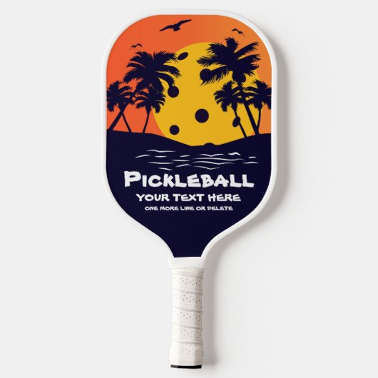 Pickleball Sun Palm Trees voegen aangepaste tekst Pickleball Paddle (Achterkant)