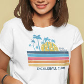 Pickleball Sunset Cool Retro Stripes Aangepaste te T-shirt