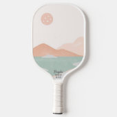 Pickleball Sunset Minimale Neutrale Landscape Cust Paddle (Achterkant)