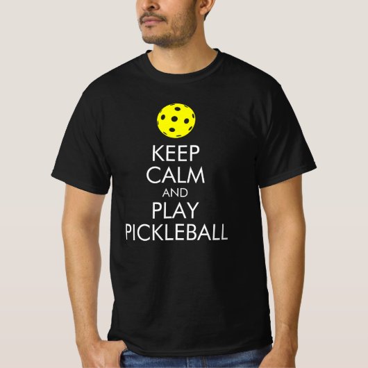 Pickleball T-shirt: Kalm houden en Pickleball afsp T-shirt (Voorkant)