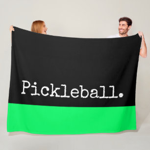PICKLEBALL Tekst Helder Limegroene Streep Op Zwart Fleece Deken