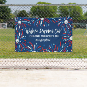 Pickleball Toernooi Party Patriottisch Vuurwerk Spandoek