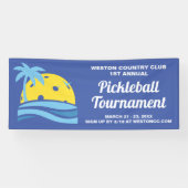 Pickleball Tournament Tropical Palm Tree Sun Beach Spandoek (Horizontaal)