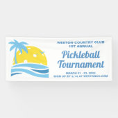 Pickleball Tournament Tropical Palm Tree Sun Beach Spandoek (Horizontaal)