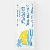 Pickleball Tournament Tropical Palm Tree Sun Beach Spandoek (Verticaal)