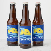 Pickleball Tropical Palm Tree Sun Je aangepaste te Bier Etiket (Flessen)