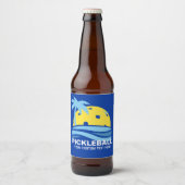 Pickleball Tropical Palm Tree Sun Je aangepaste te Bier Etiket (Voorkant)