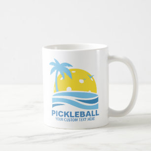 Pickleball Tropical Palm Tree Sun Je aangepaste te Koffiemok
