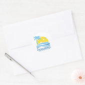 Pickleball Tropical Palm Tree Sun Je aangepaste te Ronde Sticker (Envelop)