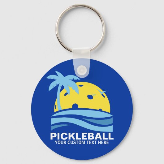 Pickleball Tropical Palm Tree Sun Je aangepaste te Sleutelhanger (Achterkant)