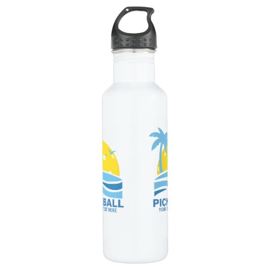 Pickleball Tropical Palm Tree Sun Je aangepaste te Waterfles (Voorkant)