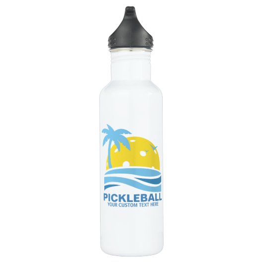 Pickleball Tropical Palm Tree Sun Je aangepaste te Waterfles (Rechts)
