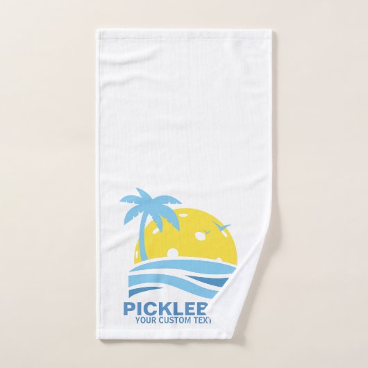 Pickleball Tropical Palm Tree Sun Votre texte pers (Serviette à main)