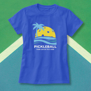 Pickleball Tropische Palmboom Zon Je Eigen Tekst T-shirt