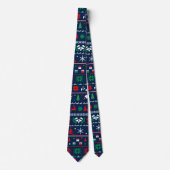 😄 Pickleball 🎄 Ugly KerstSweater-stijl blauw Stropdas (Voorkant)