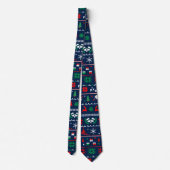 😄 Pickleball 🎄 Ugly KerstSweater-stijl blauw Stropdas (Achterkant)