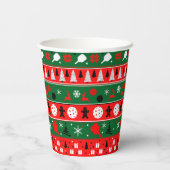 Pickleball Ugly Sweater Holiday Papieren Bekers (Achterkant)