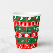 Pickleball Ugly Sweater Holiday Papieren Bekers (Rechts)