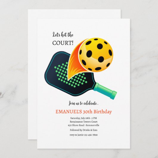 pickleball-uitnodiging kaart (Voorkant / Achterkant)