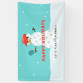 Pickleball Vakantie Kerst Grappig Sneeuwman Feest Spandoek (Verticaal)